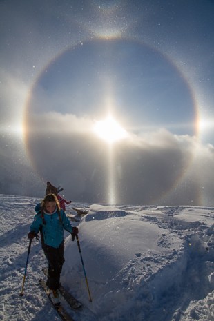 Halo solaire à Pipay pour la première neige