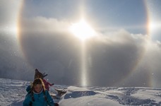 Halo solaire à Pipay pour la première neige