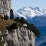 Falaise calcaire sur fond de Belledonne soupoudré