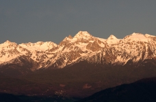 Coucher de soleil sur Belledonne depuis la Bastille