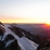 Arrivée au bivouac alors que le soleil passe derrière l'horizon...